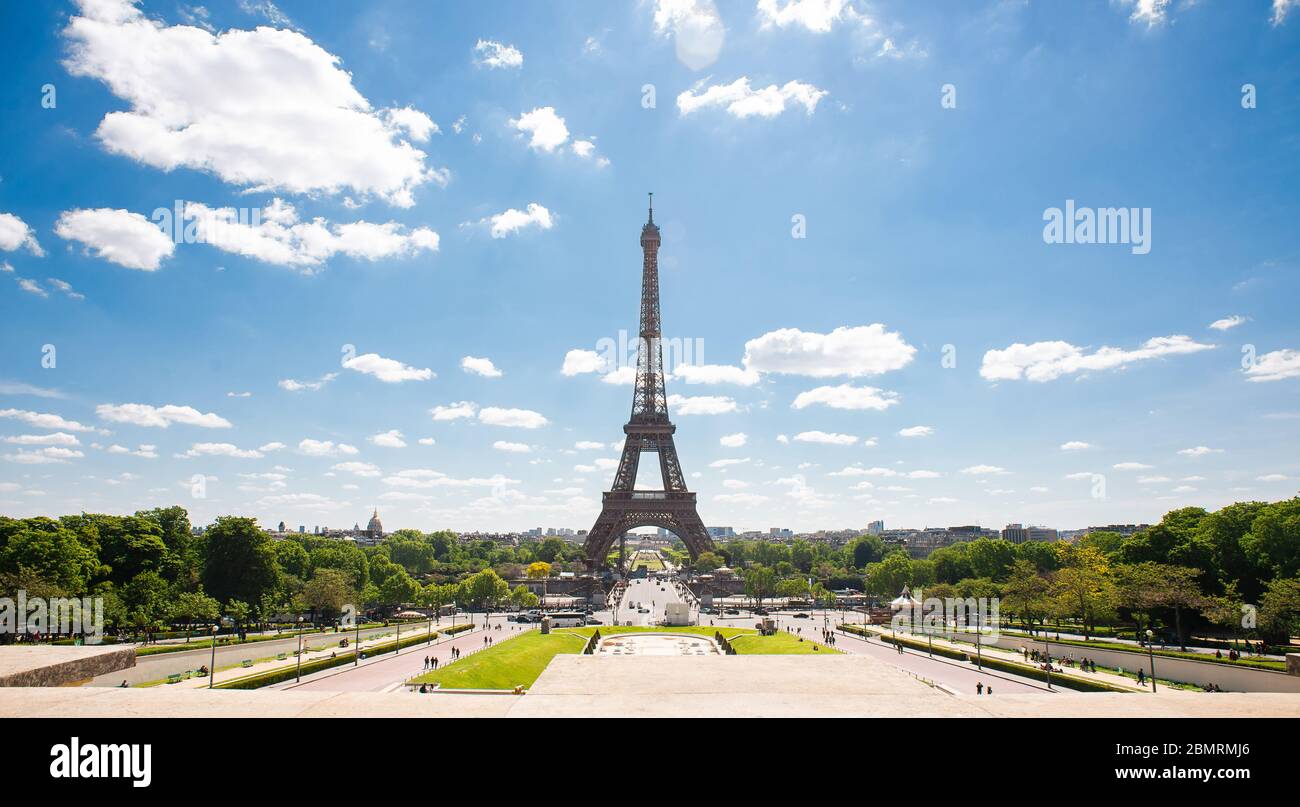 Torre Eiffel a Parigi dal Trocadero. Francia. La migliore destinazione in Europa. Foto Stock