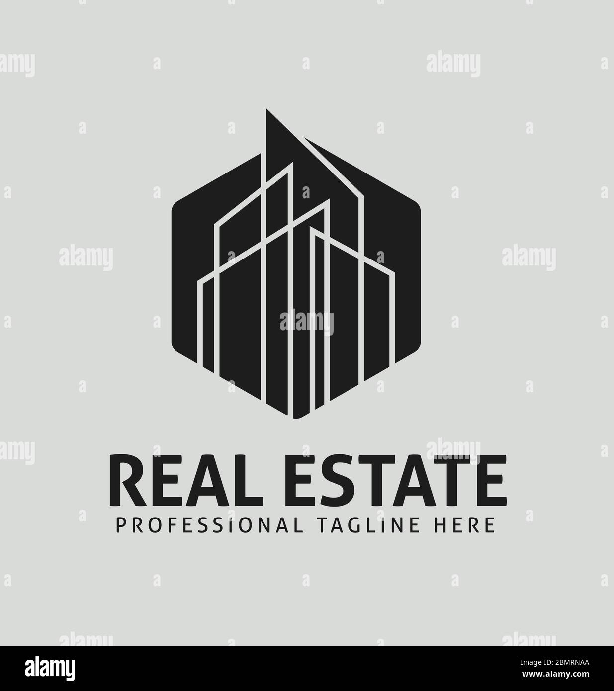 Modello di logo Modern Real Estate. Corporate immobiliare business logo vettore bianco e nero modello, facile da modificare file vettoriale Illustrazione Vettoriale