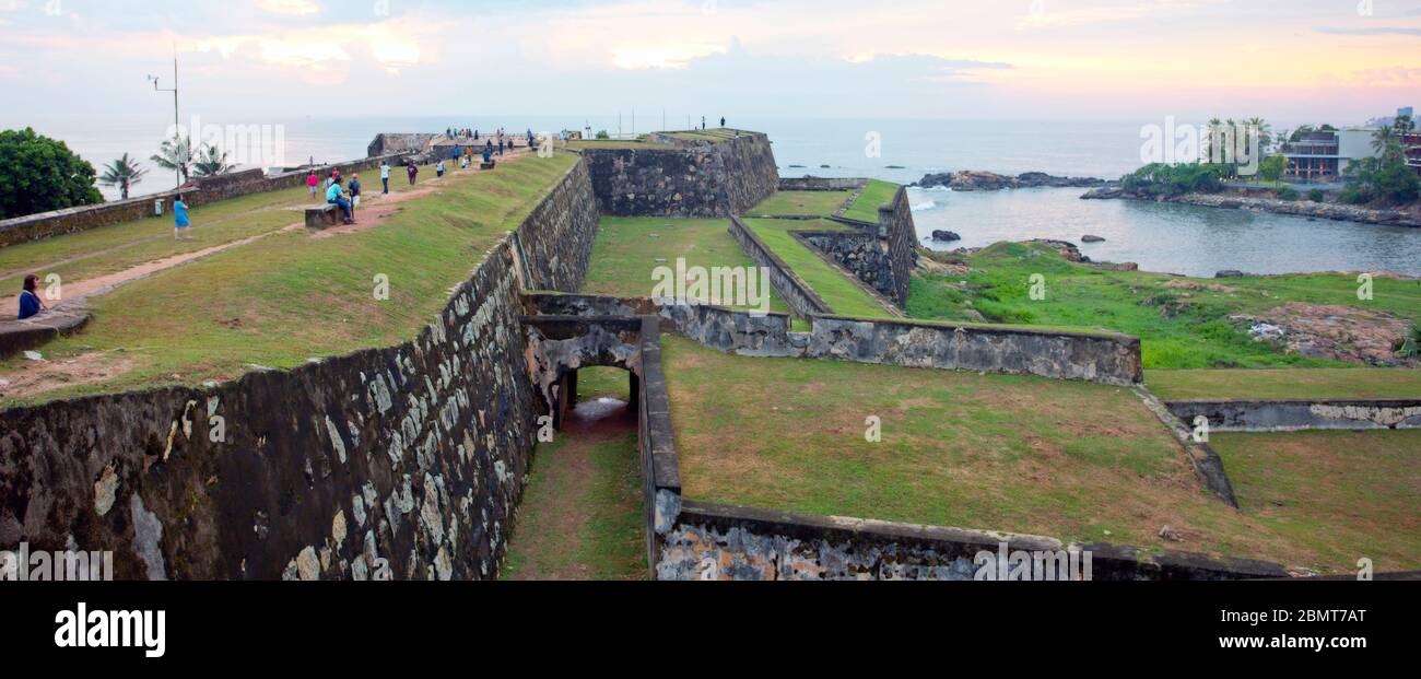 Le antiche mura del forte Galle, Sri Lanka meridionale. Foto Stock