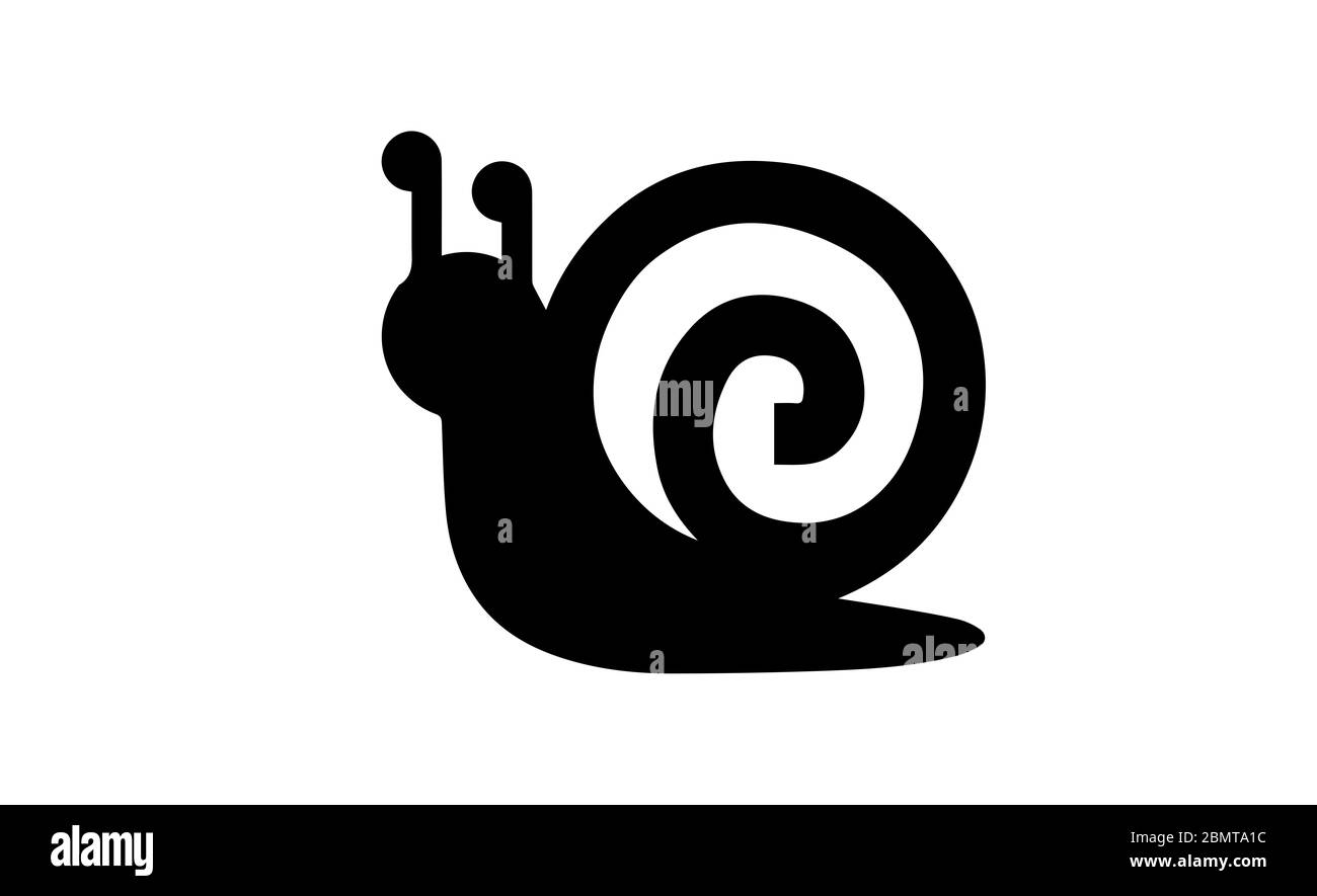 Silhouette lumaca su sfondo bianco Foto Stock