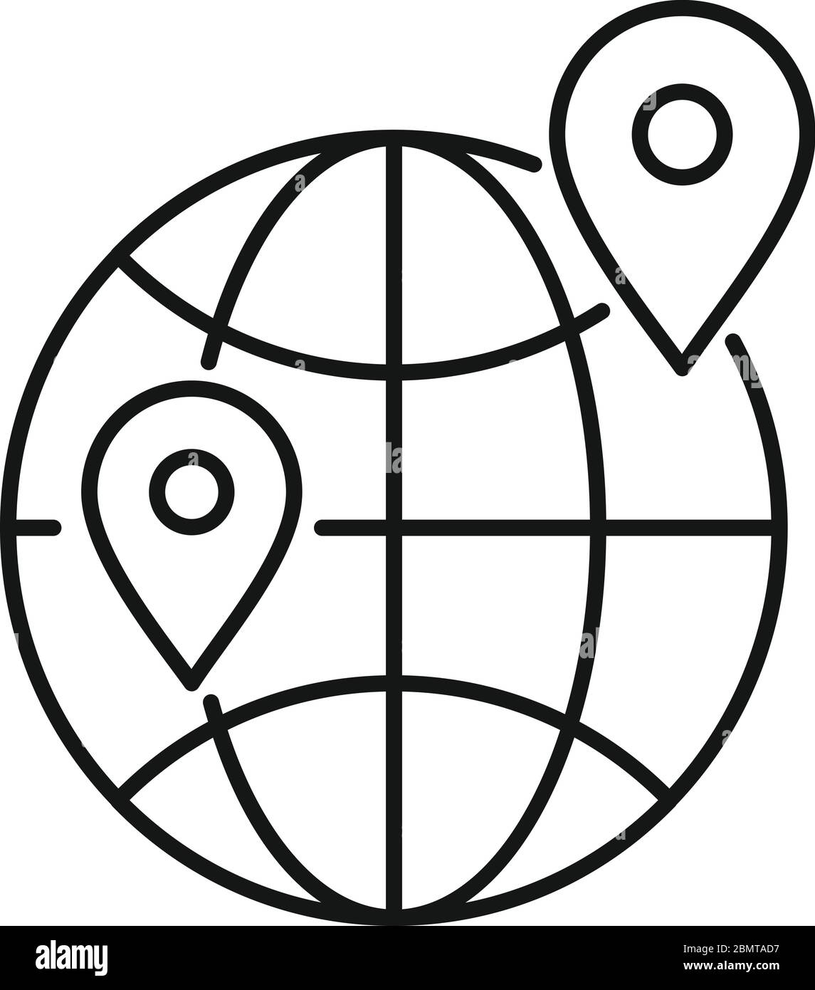 Icona di rilocazione globale. Contorno globale icona vettore di rilocazione per web design isolato su sfondo bianco Illustrazione Vettoriale