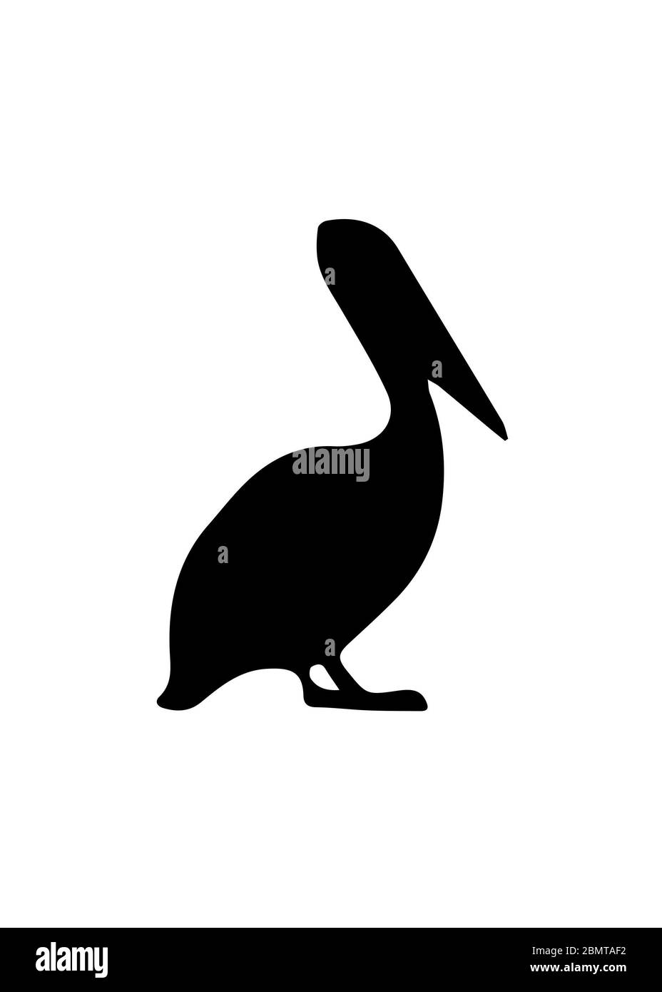 Heron Bird Silhouette sfondo bianco Foto Stock