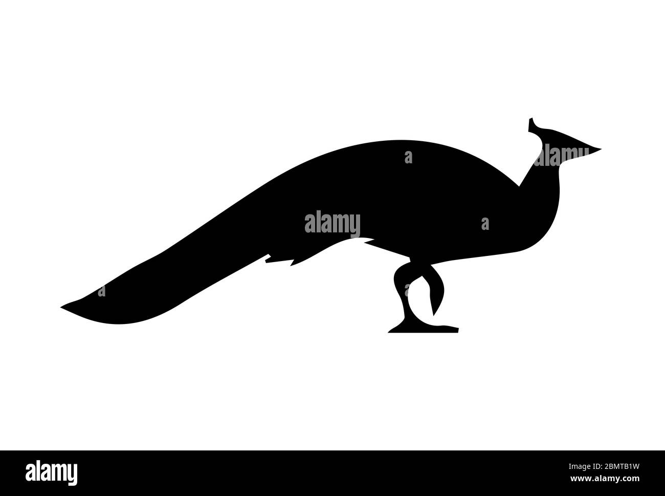 Silhouette pavone su sfondo bianco Foto Stock