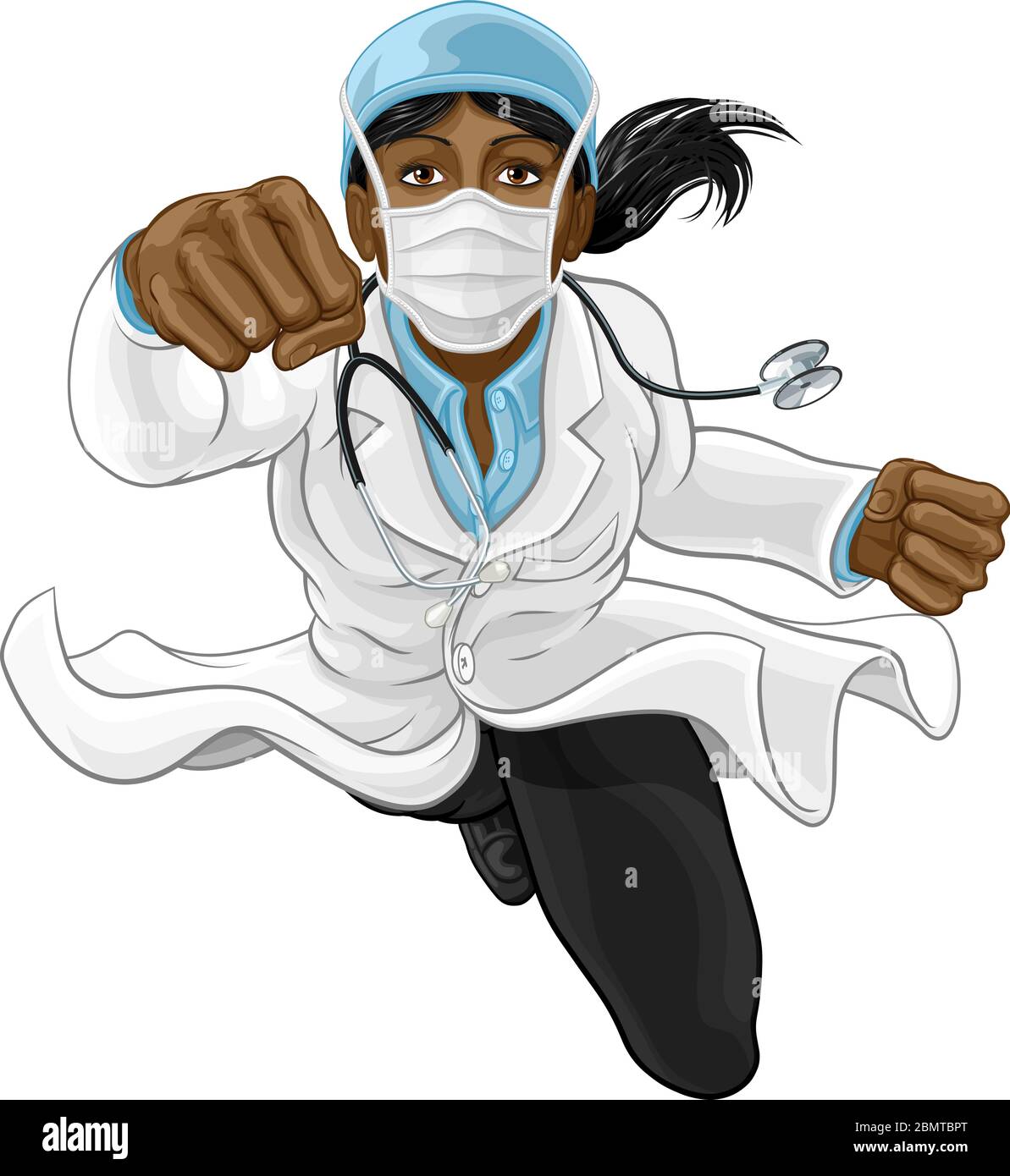 Dottore Donna Super Hero Medical Concept Illustrazione Vettoriale