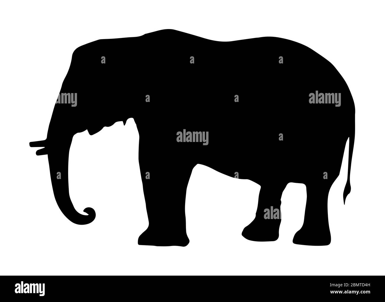 Silhouette di elefante su sfondo bianco Foto Stock