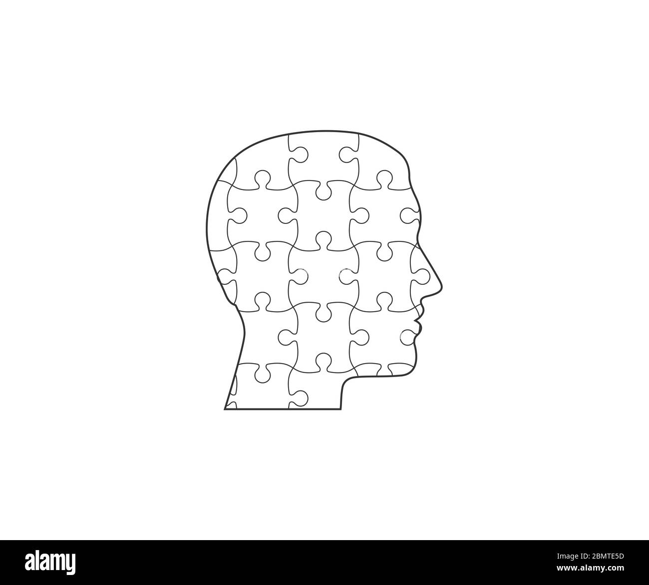 Testa umana, icona puzzle. Illustrazione vettoriale, design piatto. Illustrazione Vettoriale