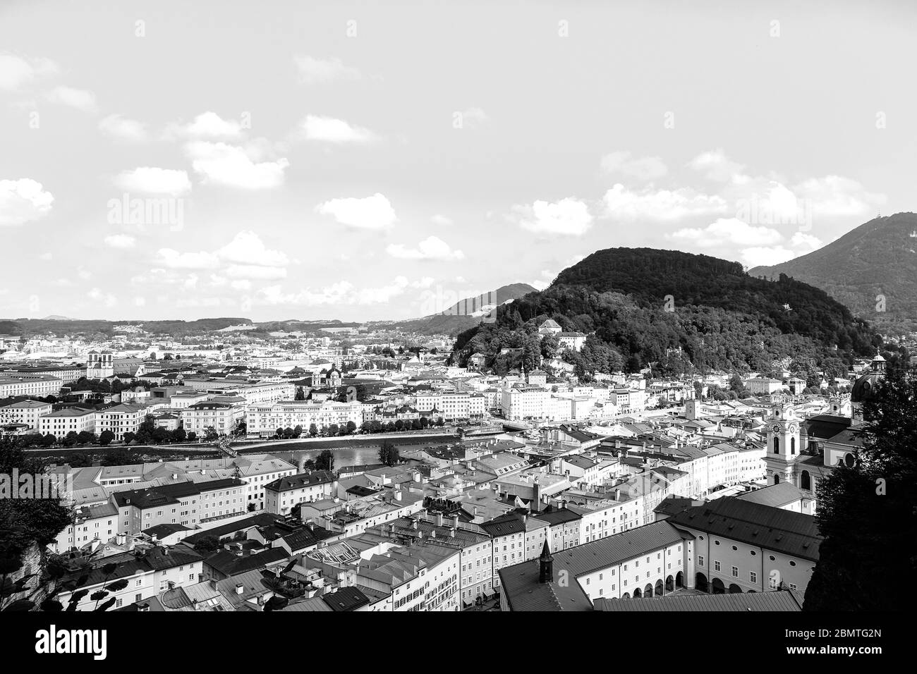 Vista su Salisburgo in bianco e nero Foto Stock