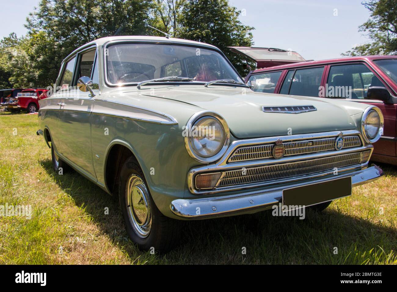 Ford Cortina maggio 1966, Green, 1498cc, benzina. Colton Manor Car show, vintage Foto Stock