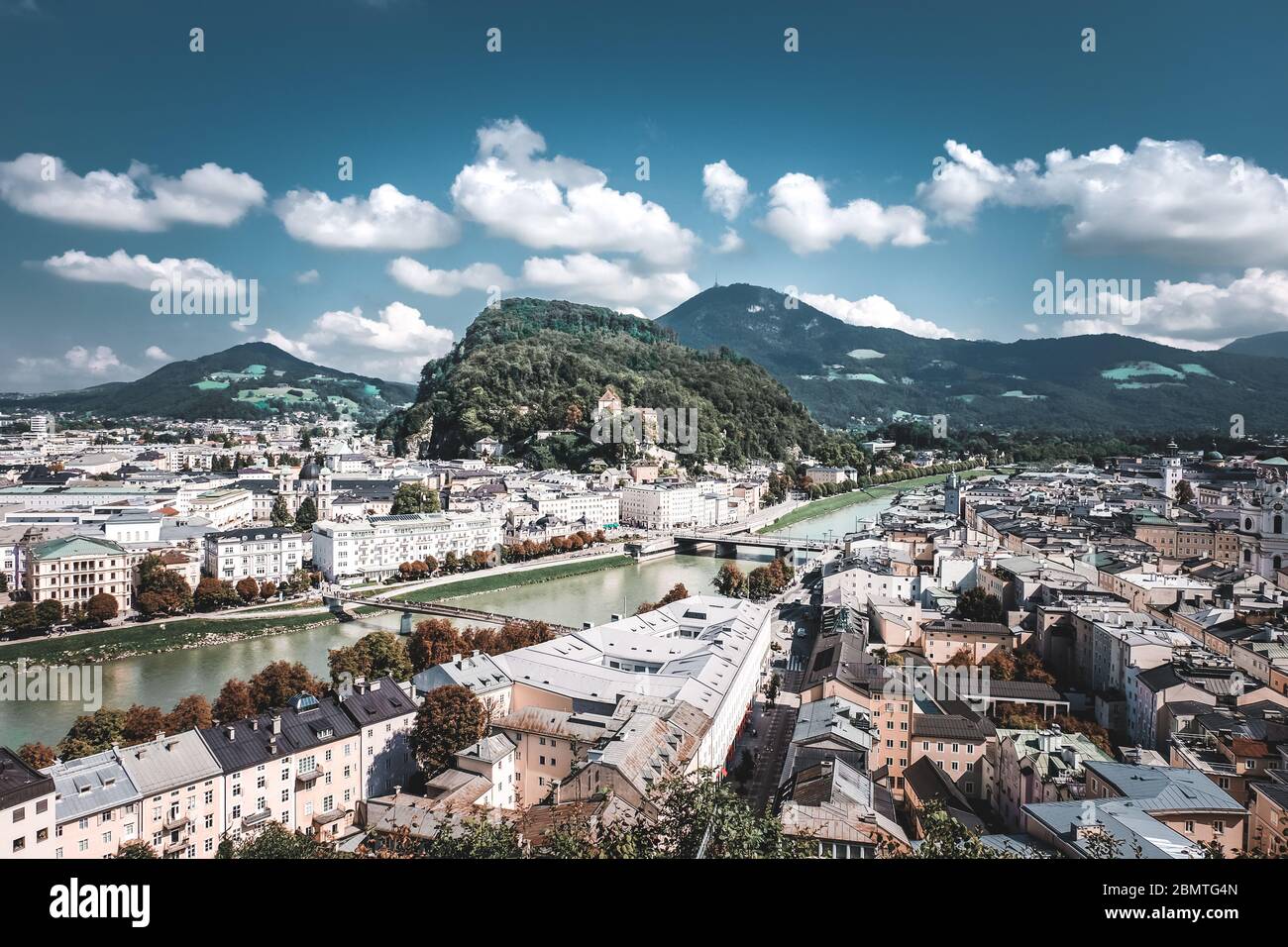 Vista sulla città di Salisburgo Foto Stock