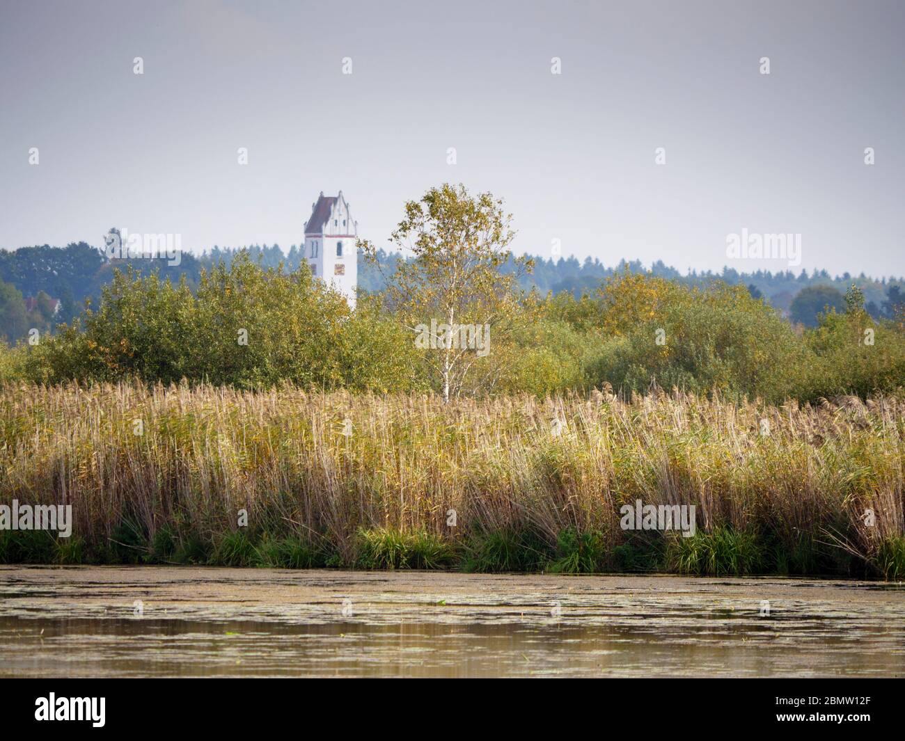 Kirchturm Oggelshausen am Federsee, Bad Buchau, Oberschwaben, Baden-Württemberg, Deutschland Foto Stock