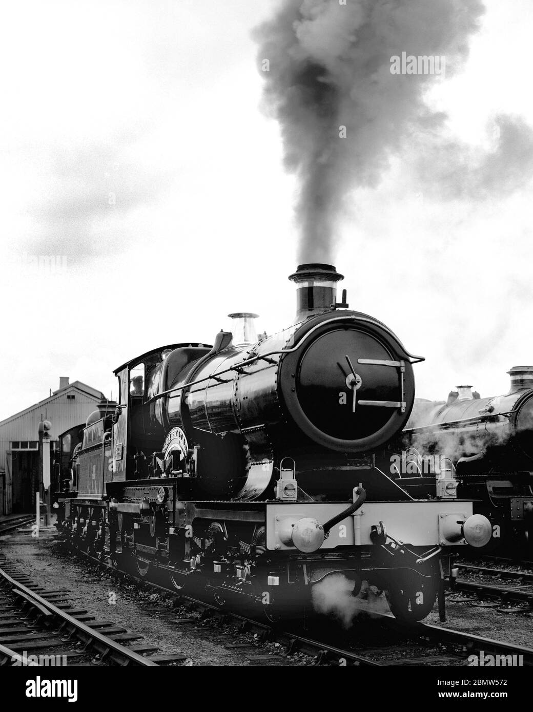 Locomotiva a vapore di classe GWR 3700 No. 3717 la città di Truro fotografata a vapore a Didcot, Wiltshire, Inghilterra, UK Foto Stock