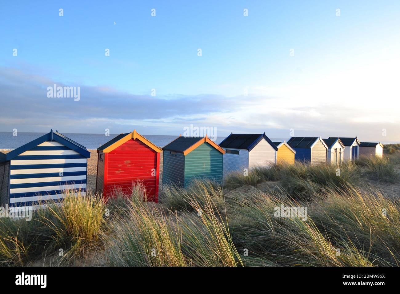 Southwold Beach huts, Suffolk, Regno Unito Foto Stock