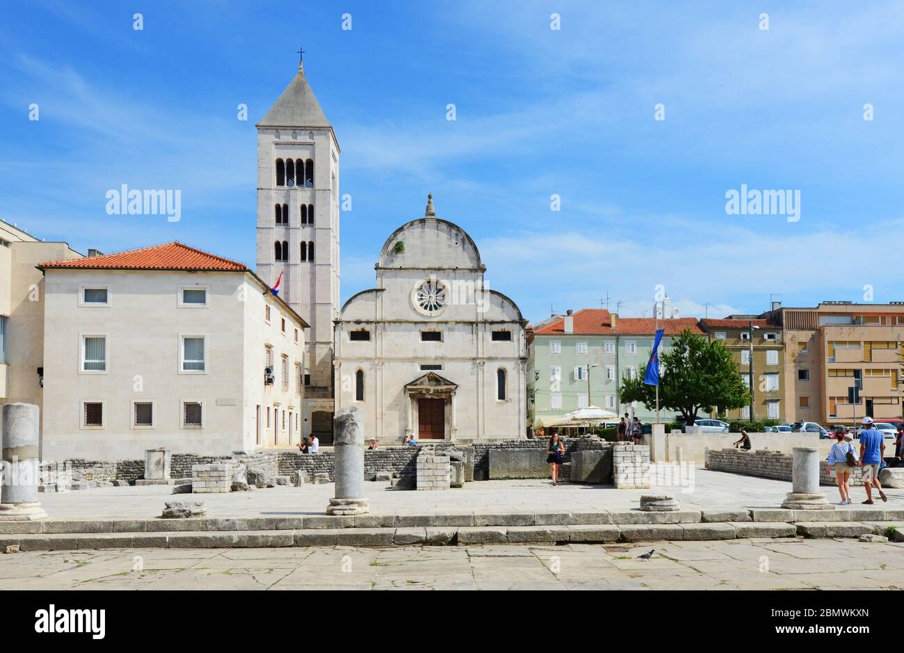 Chiesa di Santa Maria e foro romano a Zara, Croazia. Foto Stock