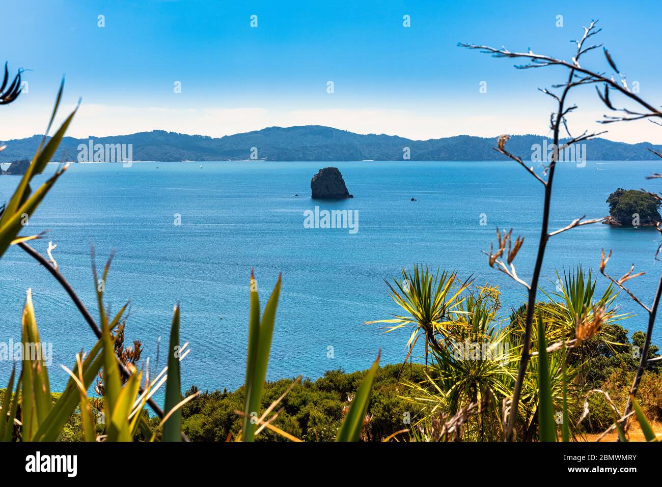 Vista della Baia di Gemstone mentre si cammina verso Cathedral Cove in Nuova Zelanda Foto Stock