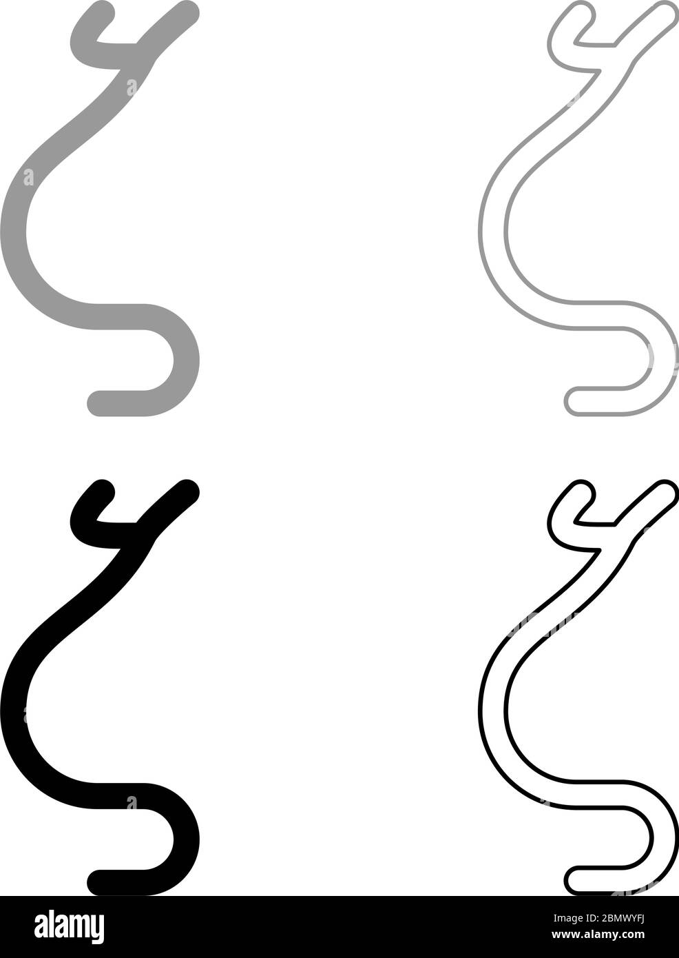 Zeta simbolo greco piccola lettera carattere minuscolo icona contorno nero grigio colore vettore illustrazione stile piatto semplice immagine Illustrazione Vettoriale