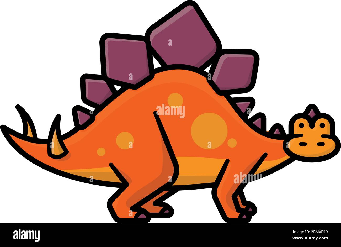 Stegosaurus cartoon isolato vettore illustrazione per Dinosaur Day il 19 maggio. Simbolo di colore rettile. Illustrazione Vettoriale