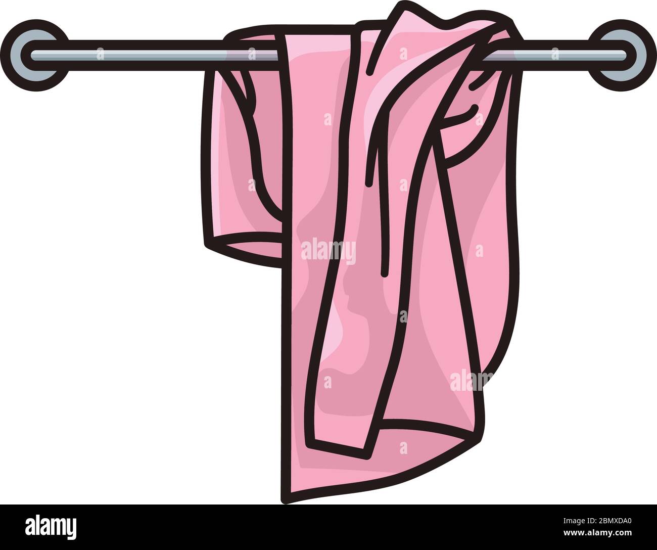 Asciugamano usato sul portasciugamani isolato illustrazione vettoriale per il giorno degli asciugamani il 25 maggio. Simbolo di pulizia o lavanderia sporca Illustrazione Vettoriale