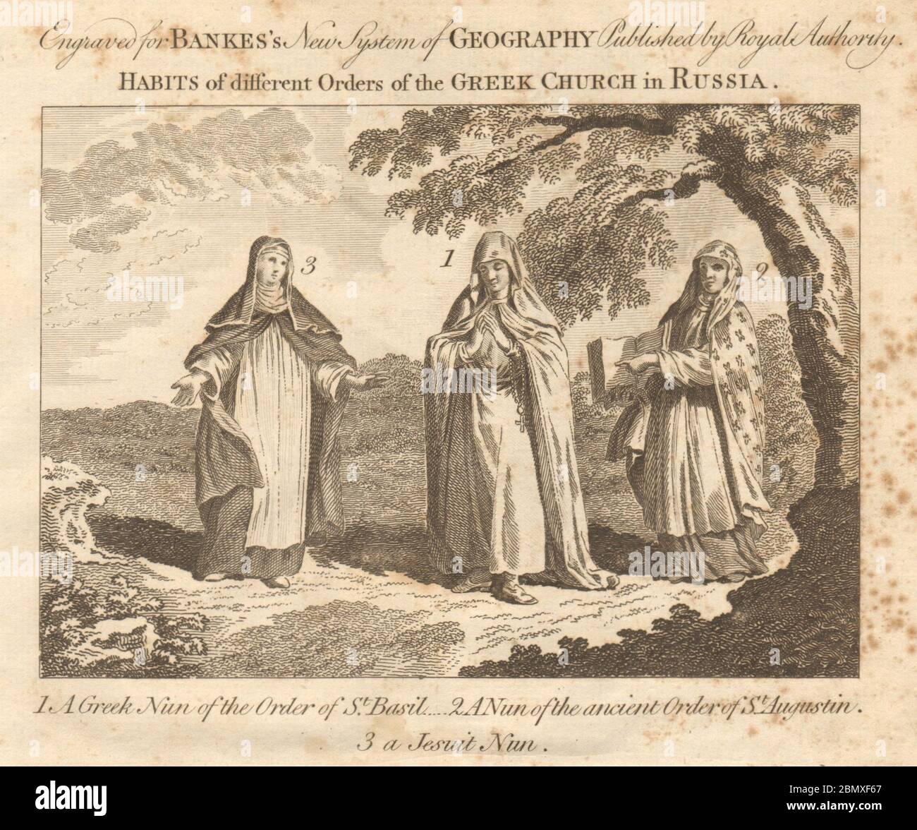 Abito russo ortodosso. Ordine di San Basilio, Sant'Agostino, gesuita. BANKES 1789 Foto Stock