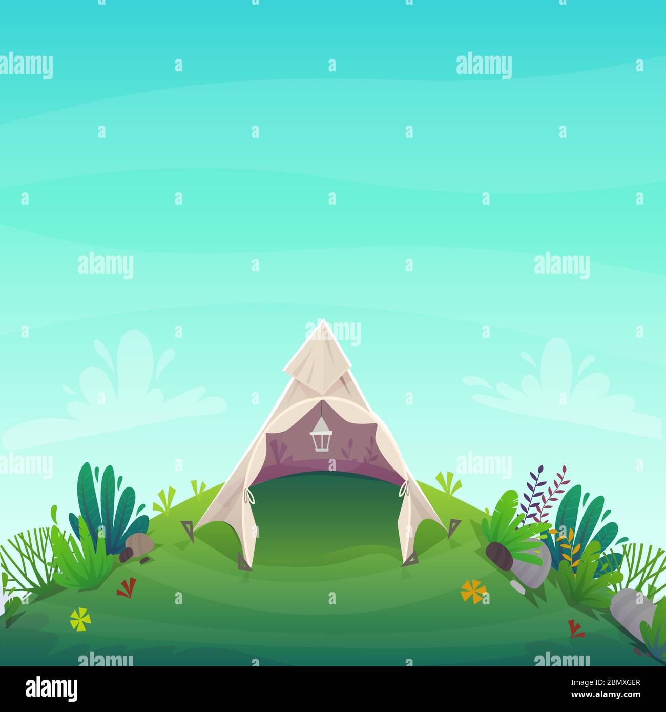 Casa natale americana teepee wigwam indiano cultura etnica tenda triangolo sullo sfondo della natura, cartoon vettoriale bambini illustrazione Illustrazione Vettoriale