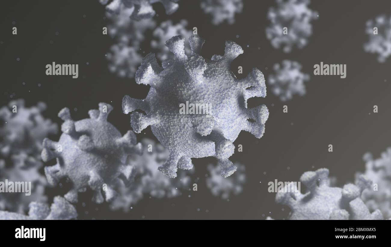 Particelle microscopiche di coronavirus cellule Covid-19 Foto Stock