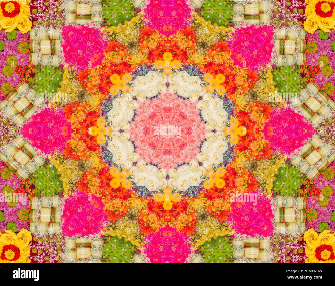I fiori colorati sono stati modificati per assomiglia ad un caleidoscopio Foto Stock