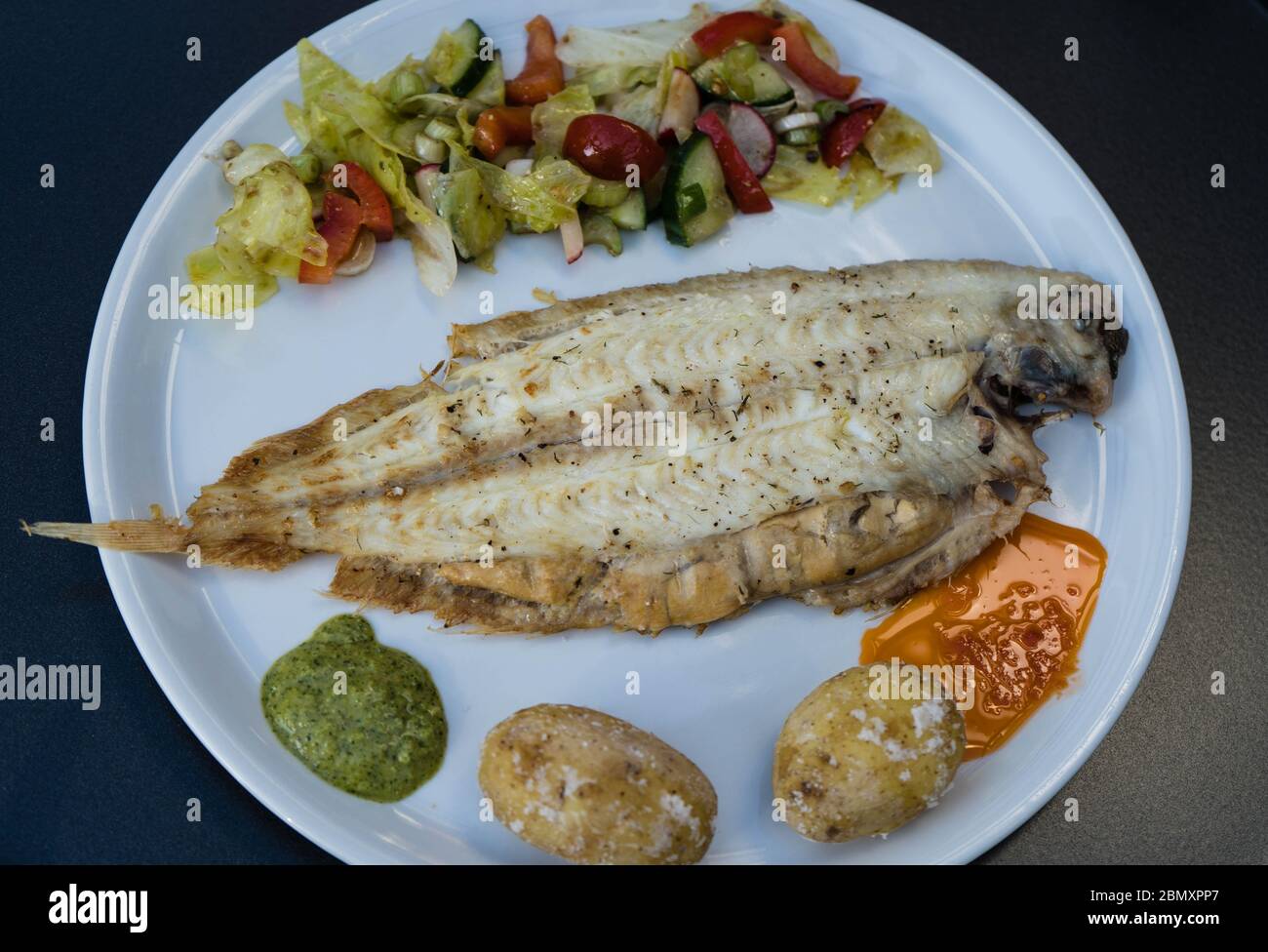 La suola di acqua salata un piatto delizioso Foto Stock