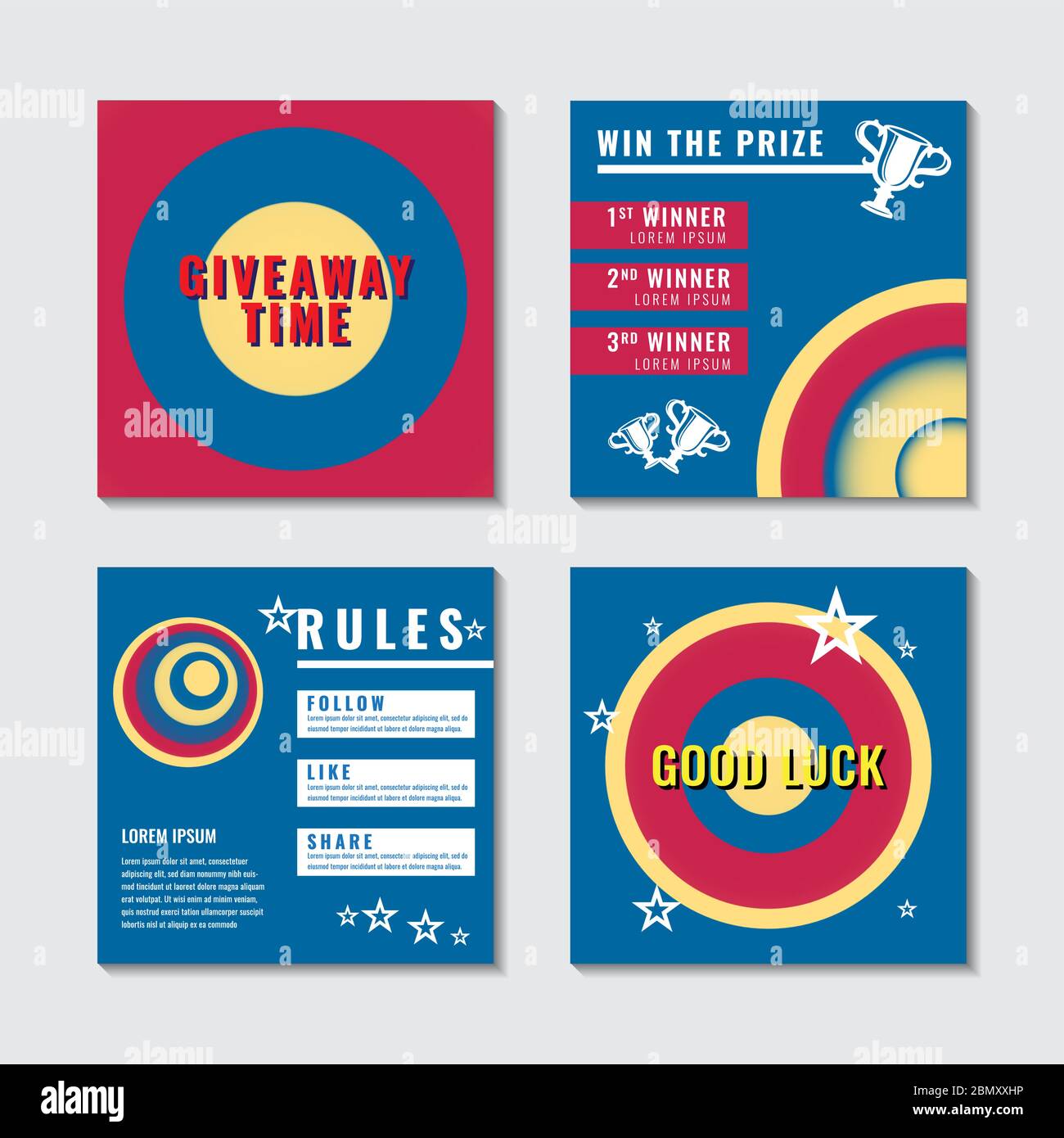 Modello post social media modificabile. Banner Web promozionale in omaggio. Design colorato di volantini. Chiunque può utilizzare questo progetto facilmente. Maroon rosso, Blu, beige Colo Illustrazione Vettoriale