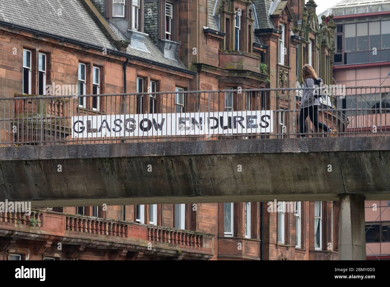 Coronavirus Glasgow, Scozia, UK - Glasgow subisce il segno durante il blocco del coronavirus maggio 2020 Foto Stock