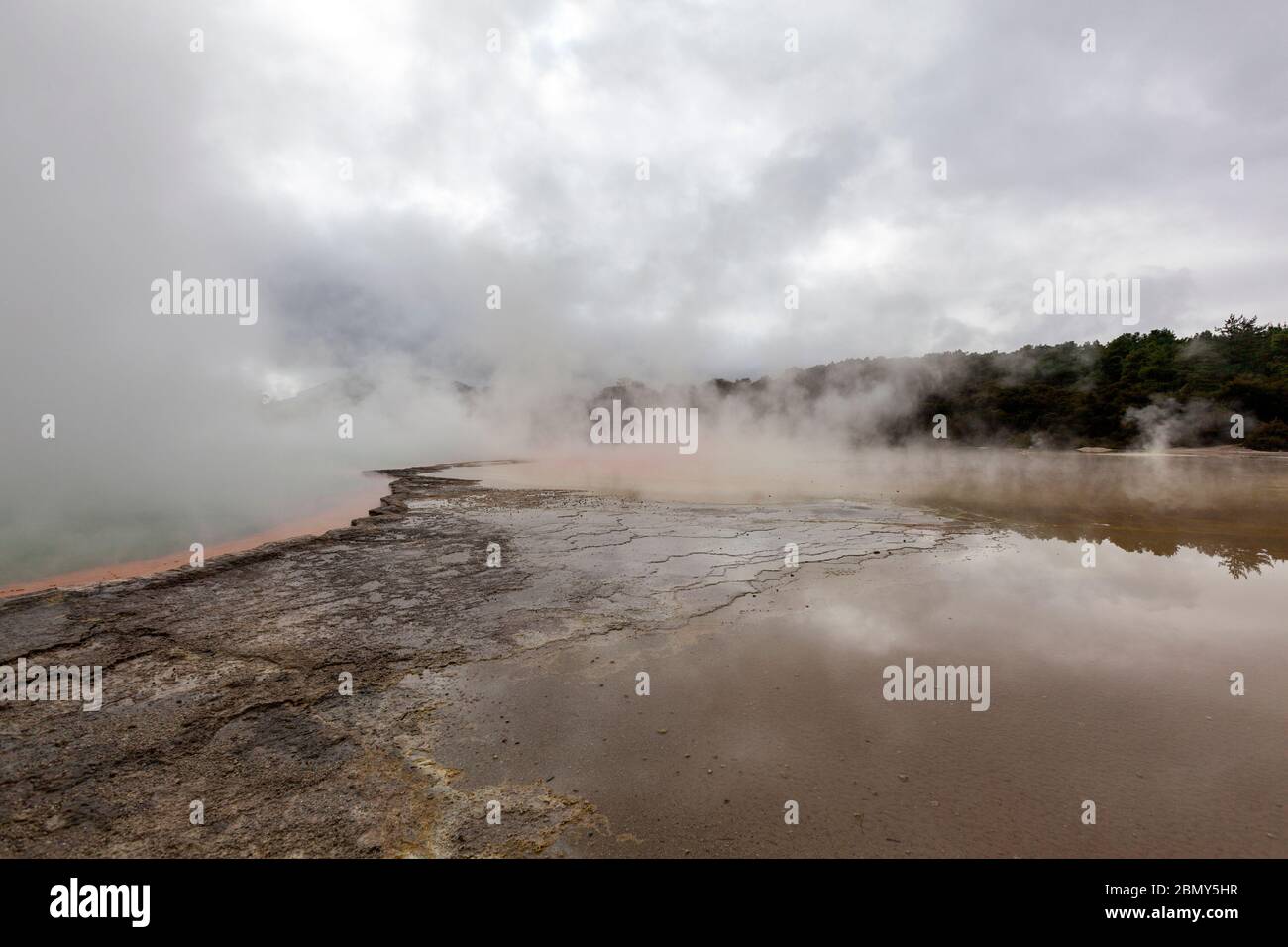 Champagne Pool, Wai-o-Tapu, caldera Reporoa, nella zona vulcanica di Taupo in Nuova Zelanda. Foto Stock