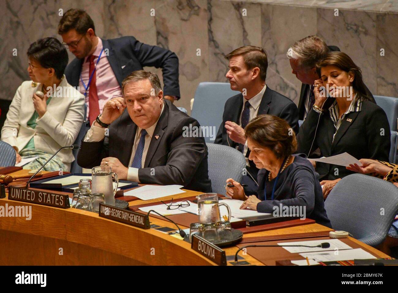 Il Segretario Pompeo presiede una riunione sulla RPDK con i membri del Consiglio di sicurezza delle Nazioni Unite a New York il Segretario di Stato Michael R. Pompeo presiede una riunione sulla Repubblica popolare Democratica di Corea con i membri del Consiglio di sicurezza delle Nazioni Unite alla 73 a sessione dell’Assemblea Generale delle Nazioni Unite A New York il 27 settembre 2018. Foto Stock