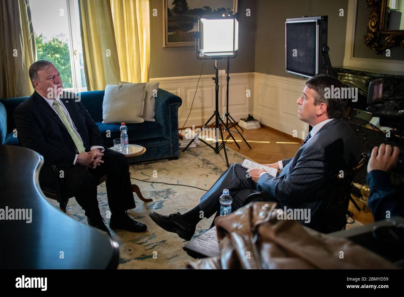 Il 3 giugno 2019, il Segretario di Stato americano Mike Pompeo ha condotto interviste ai media a Berna, in Svizzera. Le sue discussioni si sono incentrate sulle relazioni tra Stati Uniti e Svizzera e sulle questioni di sicurezza globale. Foto Stock