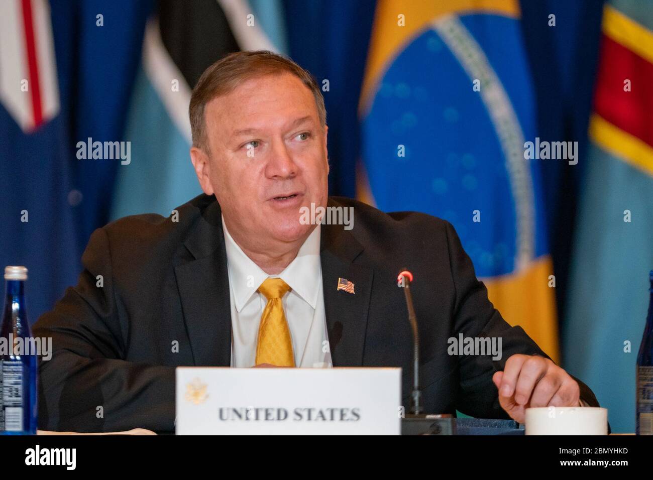 Il Segretario di Stato Mike Pompeo ha rilasciato le osservazioni di apertura in un evento organizzato dal Dipartimento di Stato per la governance delle risorse energetiche il 26 settembre 2019 al Palace Hotel di New York. L'evento faceva parte delle sessioni dell'Assemblea generale delle Nazioni Unite (UNGA). Foto Stock