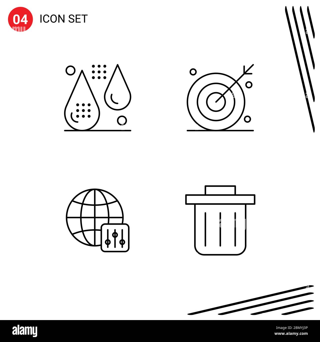 Set di 4 icone moderne dell'interfaccia utente simboli segni per sangue, tiro, fitness, ambizione, elementi di progettazione vettoriale World Editable Illustrazione Vettoriale