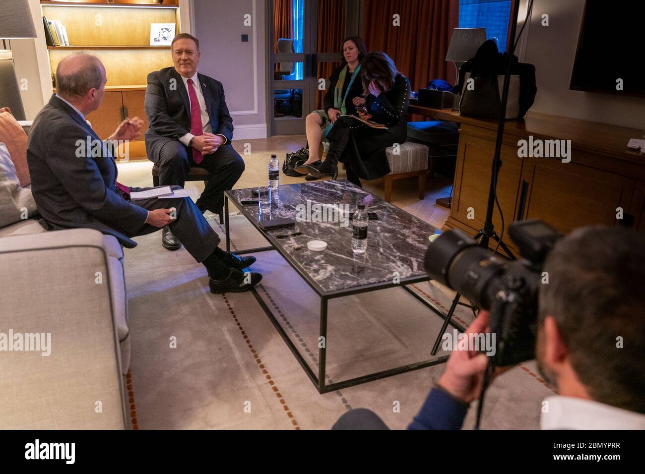 Il 30 gennaio 2020, il Segretario di Stato degli Stati Uniti Michael R. Pompeo ha partecipato a un'intervista con il Telegraph di Londra, discutendo i principali temi delle relazioni internazionali e della politica estera degli Stati Uniti. Foto Stock