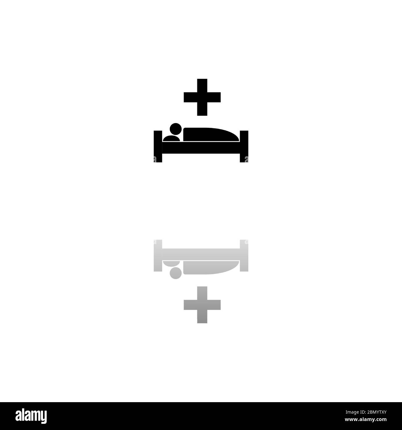Ospedale. Simbolo nero su sfondo bianco. Illustrazione semplice. Icona vettore piatto. Specchia ombra di riflessione. Può essere utilizzato con logo, Web, dispositivi mobili e UI U. Illustrazione Vettoriale Ospedale. Simbolo nero su sfondo bianco. Illustrazione semplice. Icona vettore piatto. Specchia ombra di riflessione. Può essere utilizzato con logo, Web, dispositivi mobili e UI U. Illustrazione Vettoriale