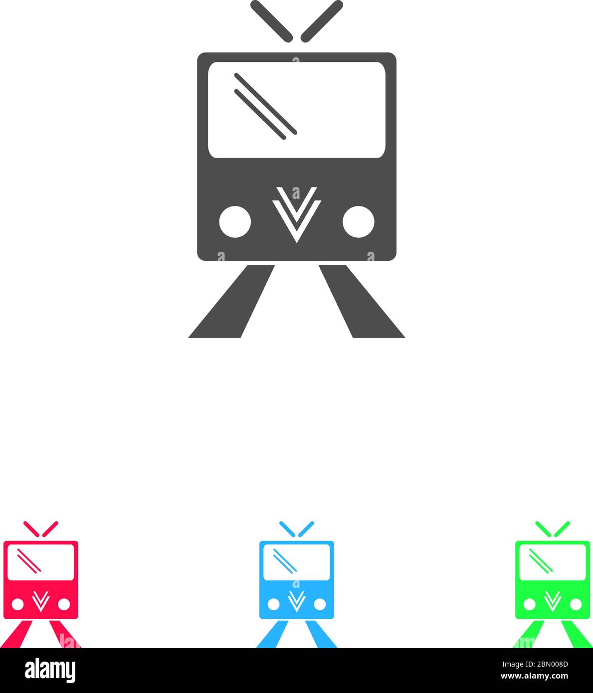 Icona del tram piatta. Pittogramma a colori su sfondo bianco. Simbolo di illustrazione vettoriale e icone bonus Illustrazione Vettoriale