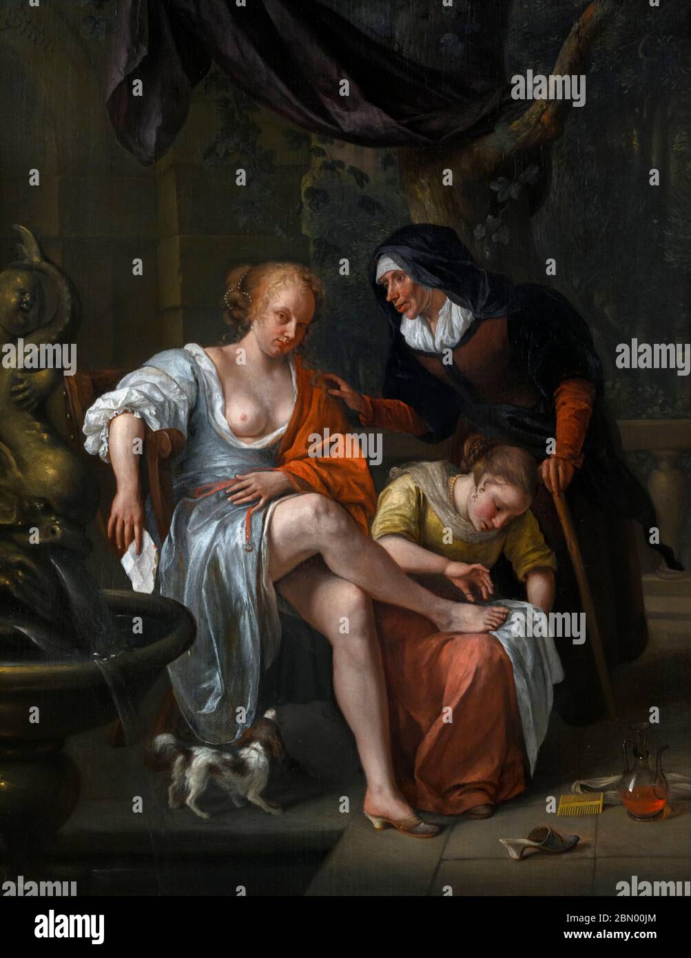 Bathsheba dopo il bagno di Jan Steen, olio su pannello, c.1670-75 Foto Stock