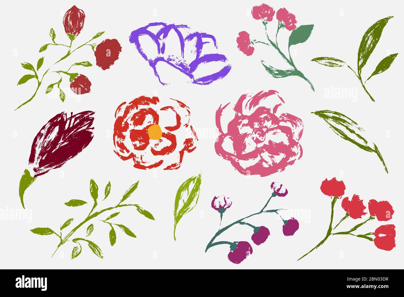 Un set di elementi elastici tirati a mano. Illustrazione Vettoriale