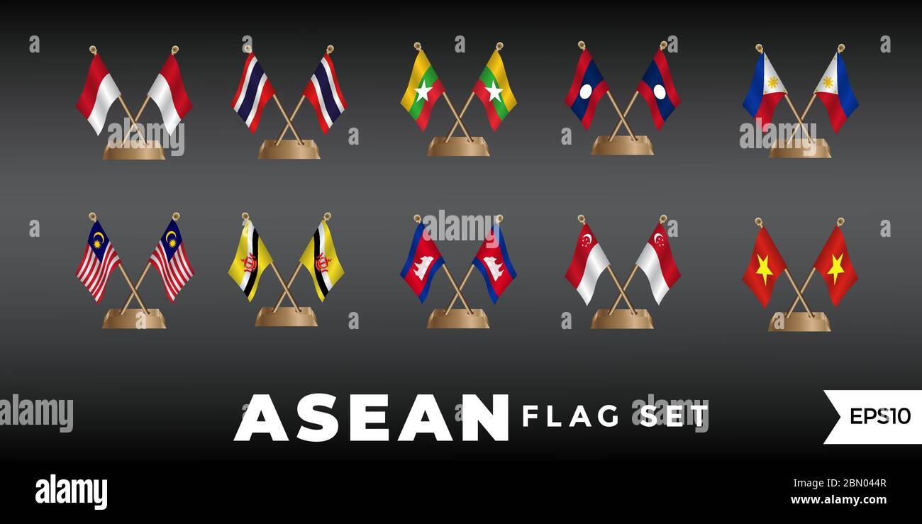 Vettore modello di disegno flag ASEAN Illustrazione Vettoriale