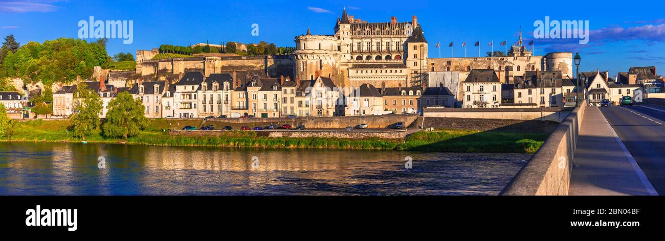 Grandi castelli e monumenti storici della Francia - Chateau Amboise, Valle della Loira. Foto Stock