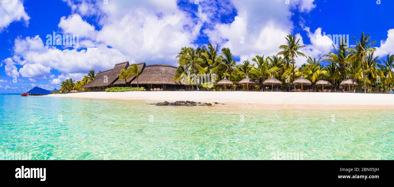 Le migliori spiagge dell'isola di Mauritius, meta di paradiso tropicale Foto Stock
