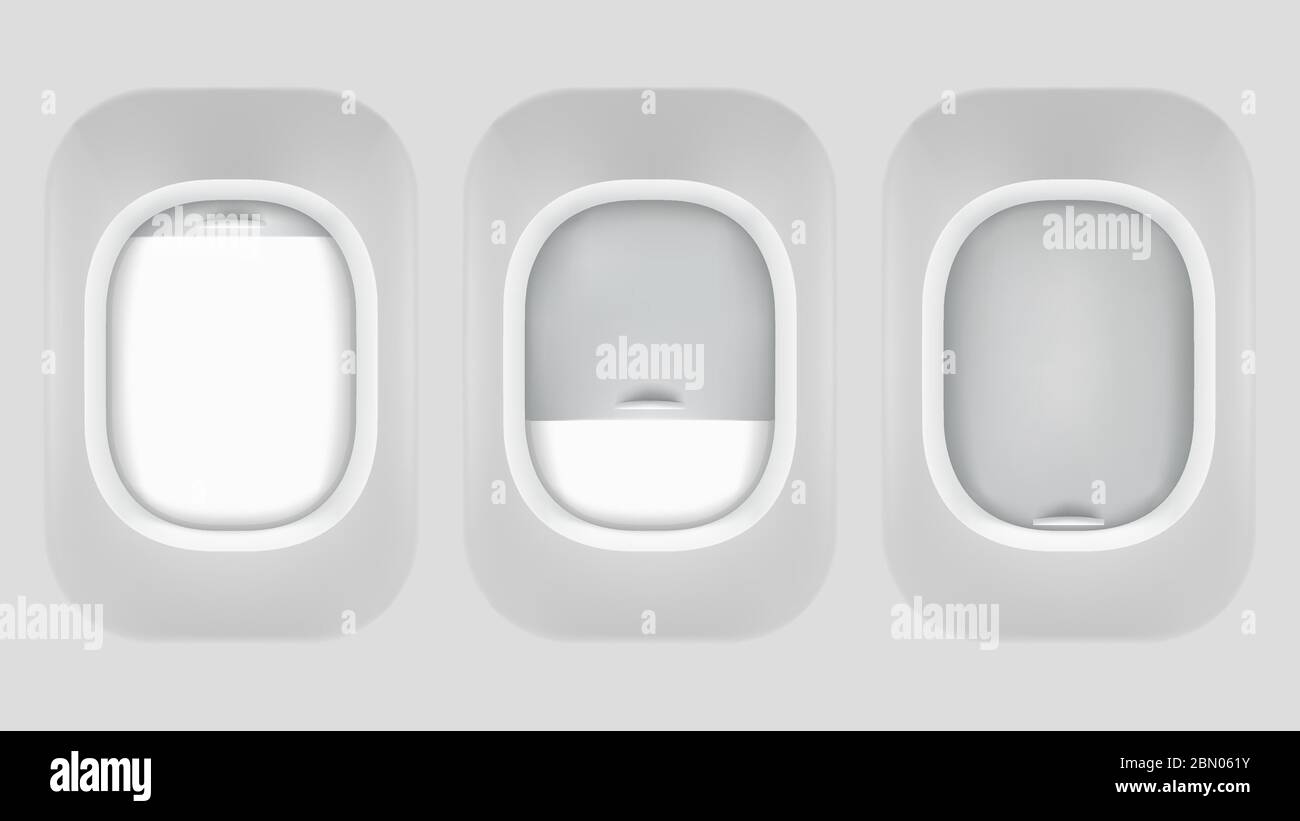 impostare le diverse condizioni delle finestre dell'aereo Illustrazione Vettoriale