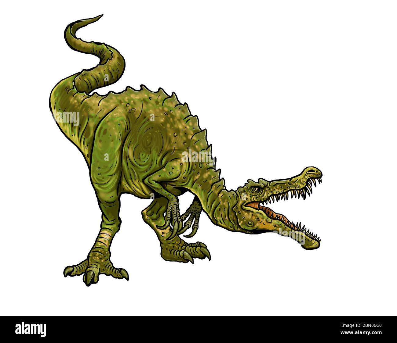 Dinosauro carnivoro - Barionice. Disegno isolato attacco Dino. Foto Stock