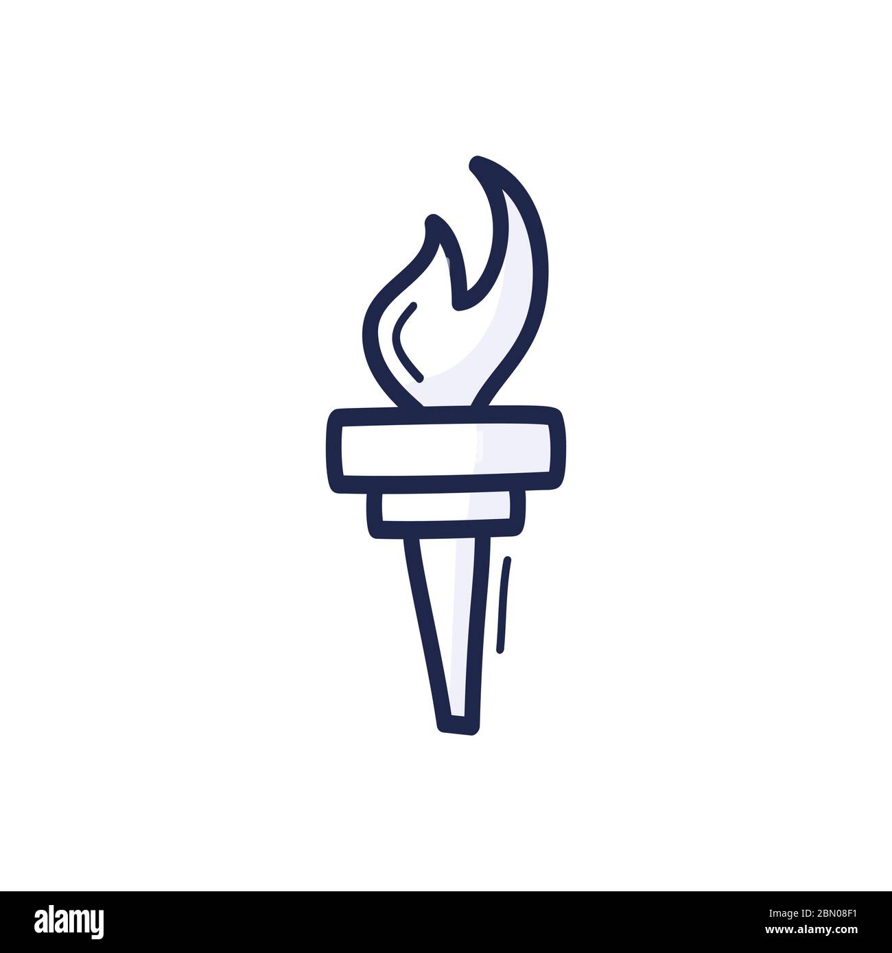 Isolato il fumetto della Statua della libertà disegnato a mano. Illustrazione vettoriale per il 4 luglio con il fuoco USA scultura New York. Simbolo americano della libertà. Histo Illustrazione Vettoriale