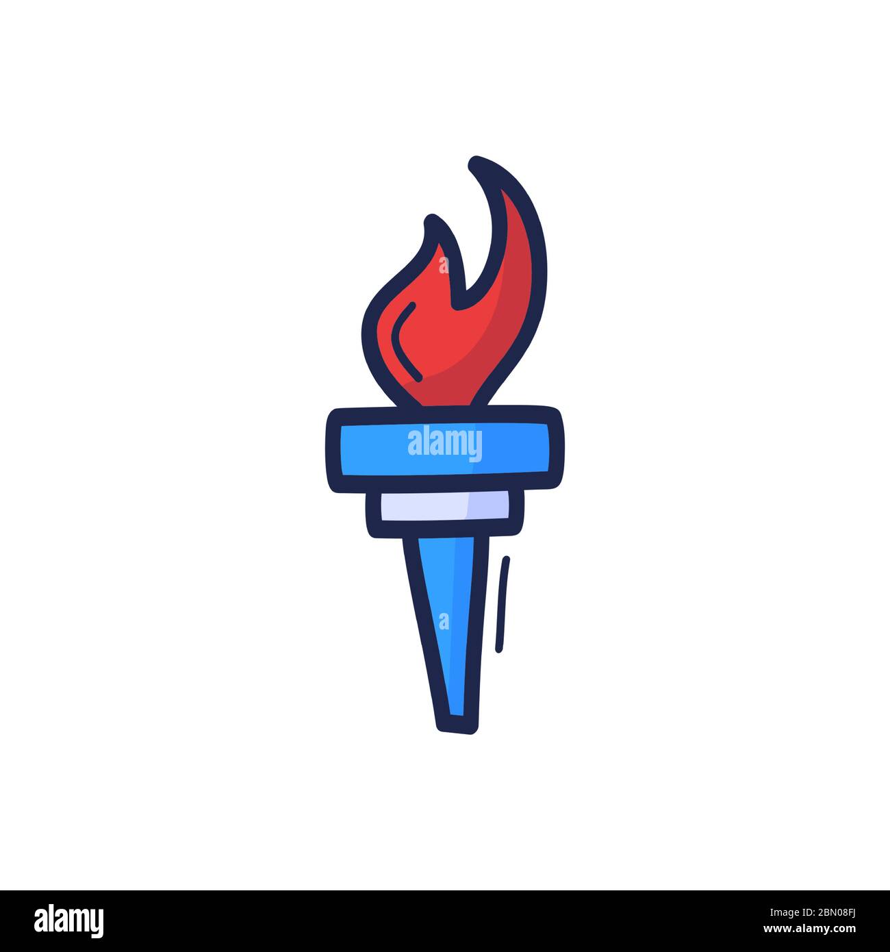 Isolato il fumetto della Statua della libertà disegnato a mano. Illustrazione vettoriale per il 4 luglio con il fuoco USA scultura New York. Simbolo americano della libertà. Histo Illustrazione Vettoriale