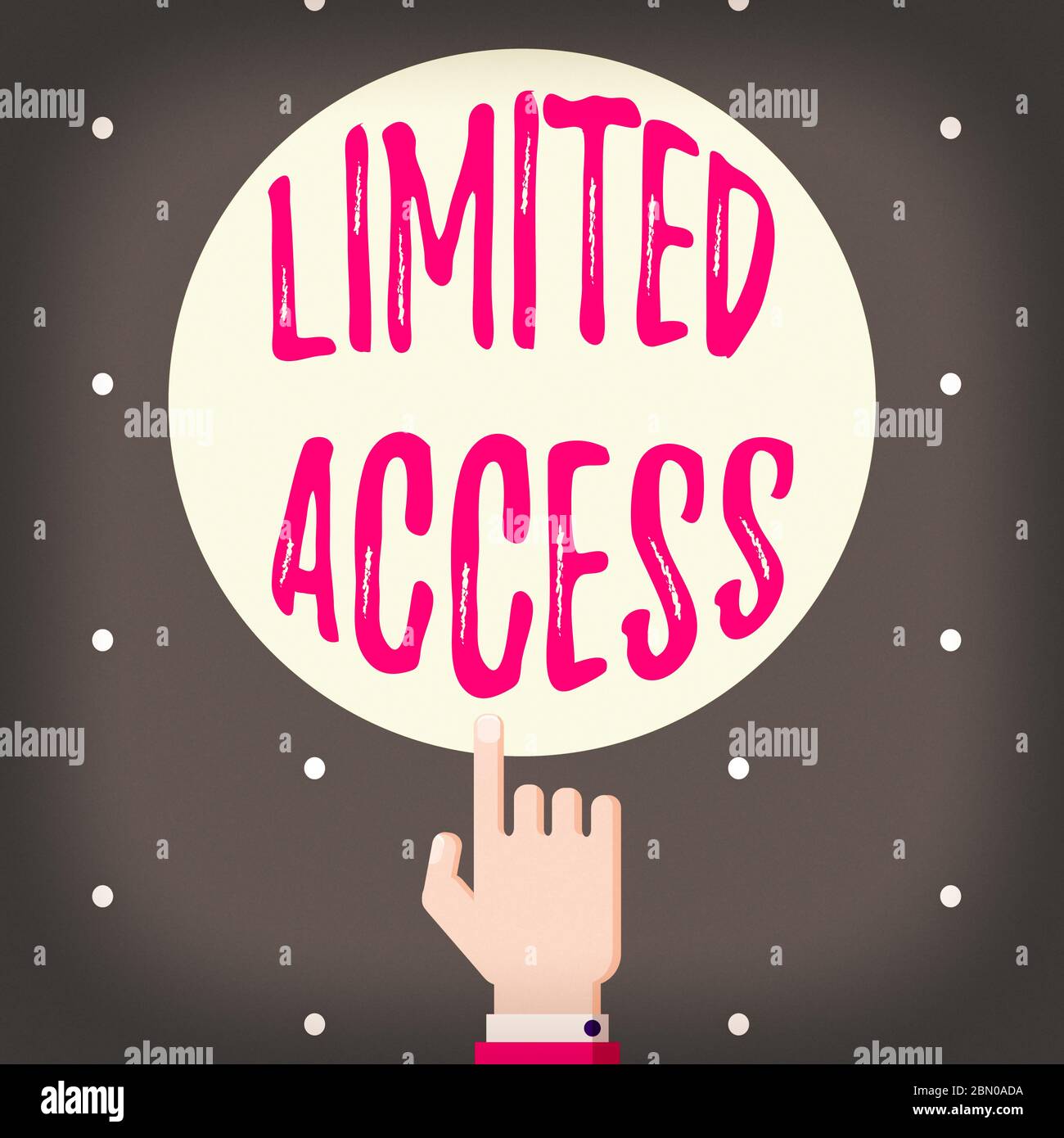 Scrittura concettuale a mano con accesso limitato. Concetto significa avere accesso limitato a un numero piuttosto piccolo di punti mano che punta su Indice che fa il punto Foto Stock