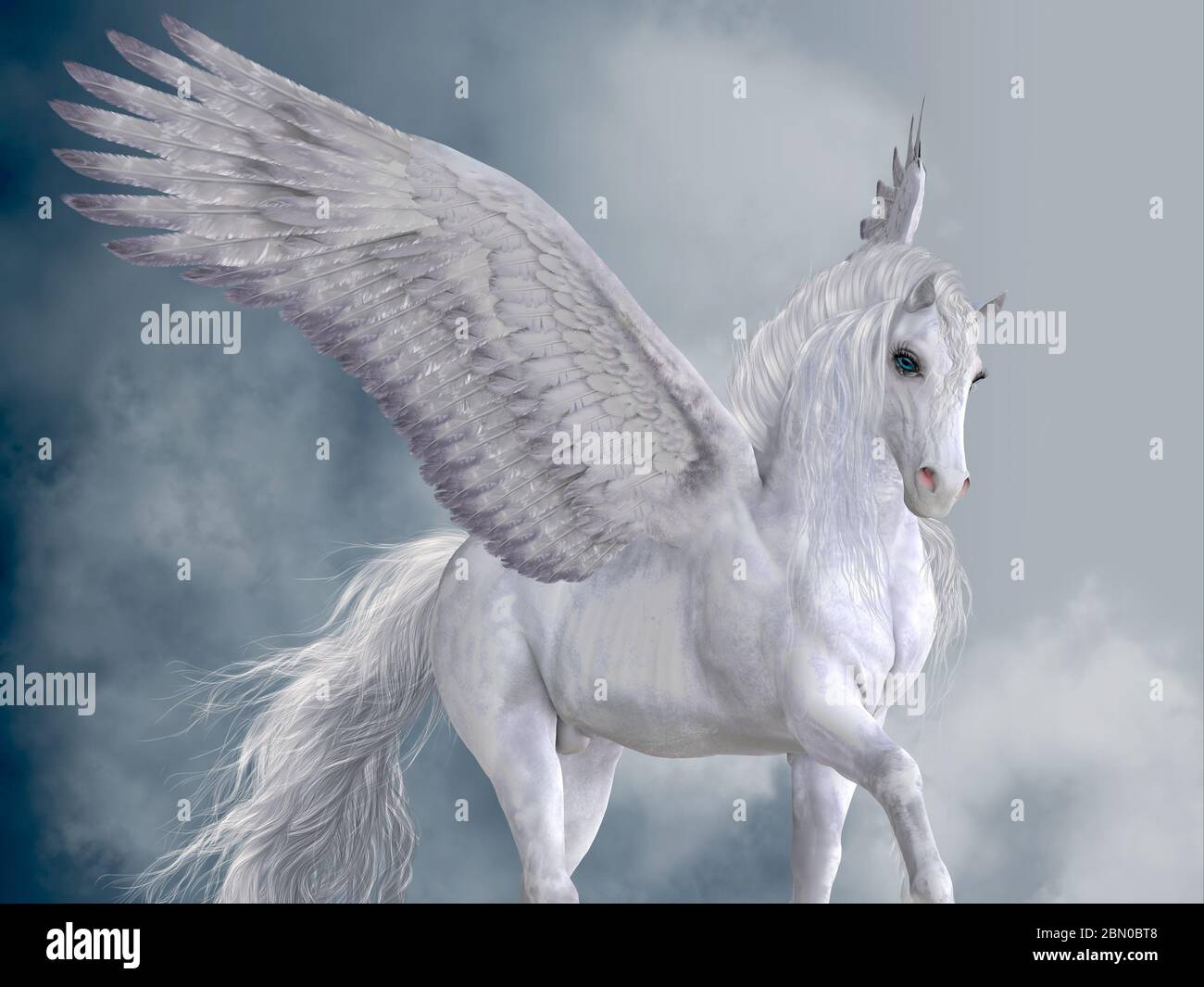 Il cavallo Pegasus è una magica creatura alata leggendaria della mitologia greca. Foto Stock