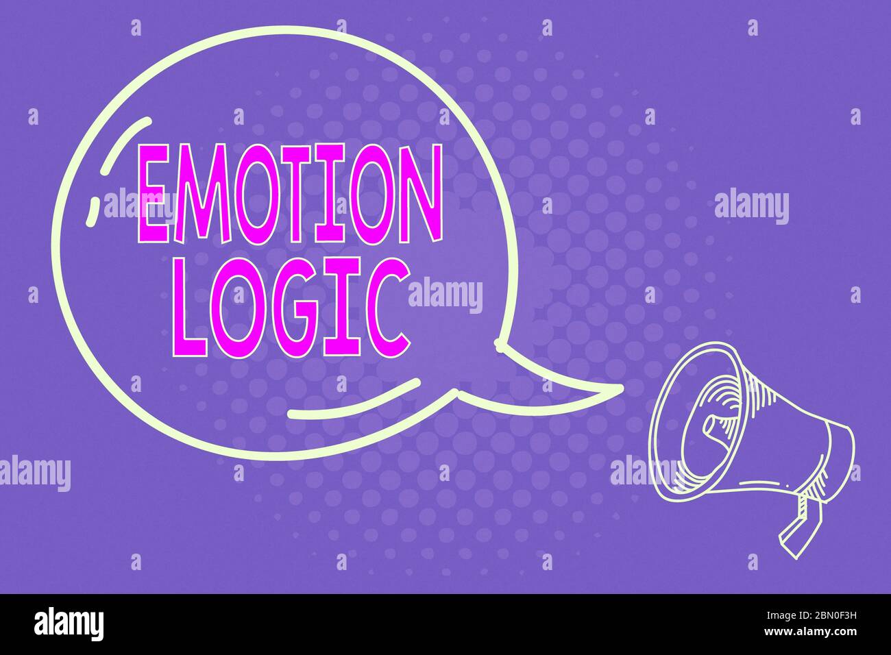 Scrittura a mano di testo scrivere Emotion Logic. Foto concettuale cuore o anima cerebrale o intelligenza confusione uguale equilibrio vuoto trasparente Speech Bubble w Foto Stock