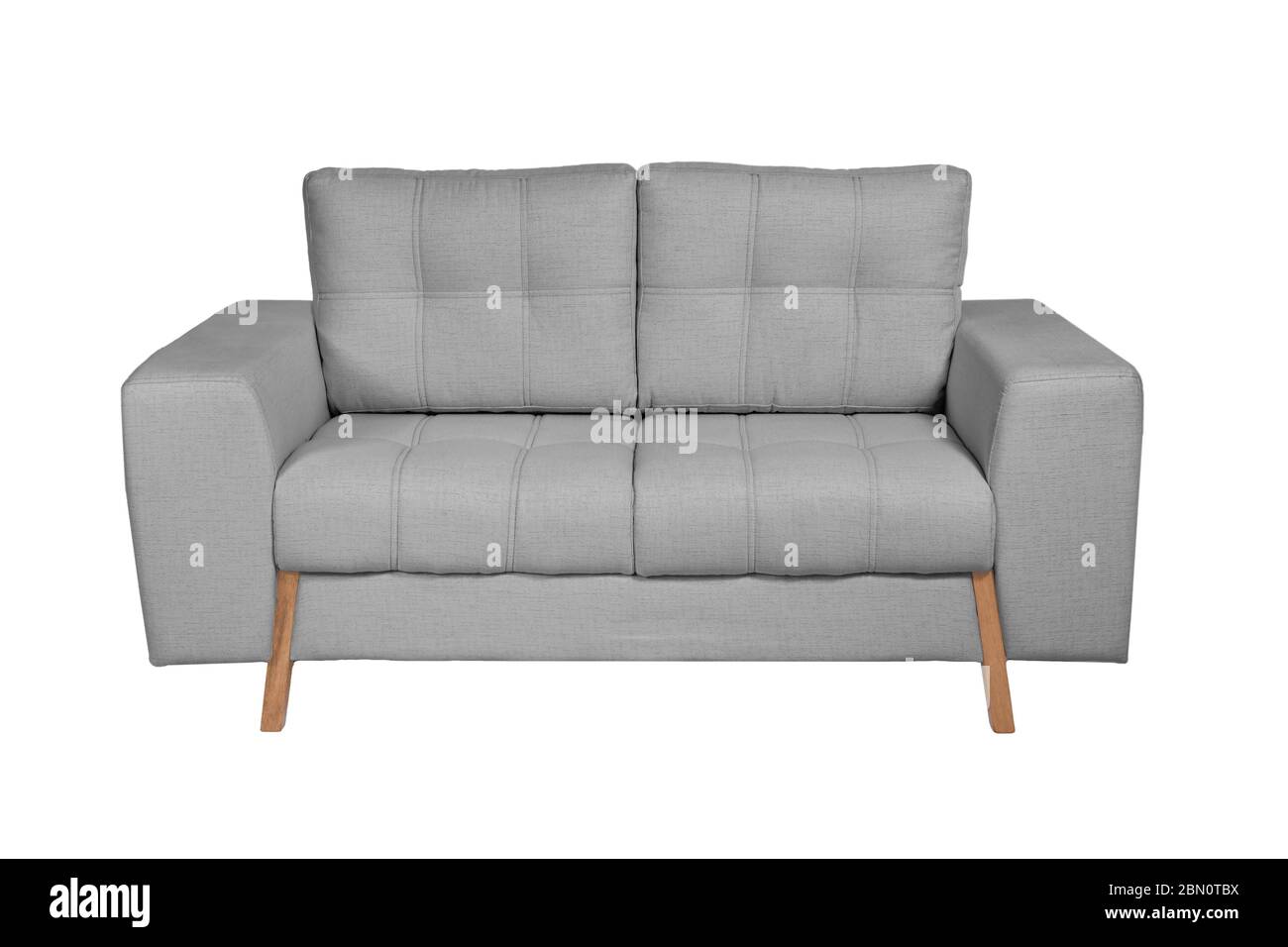 Due sedi accoglienti tessuto bianco divano isolati su sfondo bianco Foto Stock