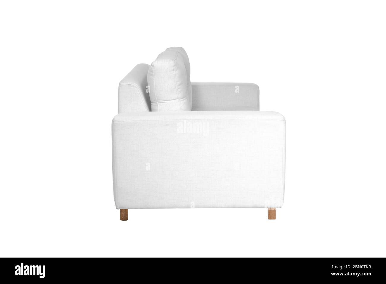 Due sedi accoglienti tessuto bianco divano isolati su sfondo bianco Foto Stock